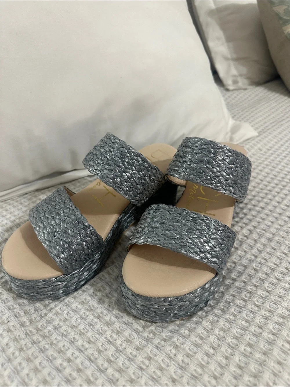 Coconuts by Matisse Silver Braided Double-Strap Platform Sandals